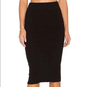 James Perse Ribbed Black Midi Skirt